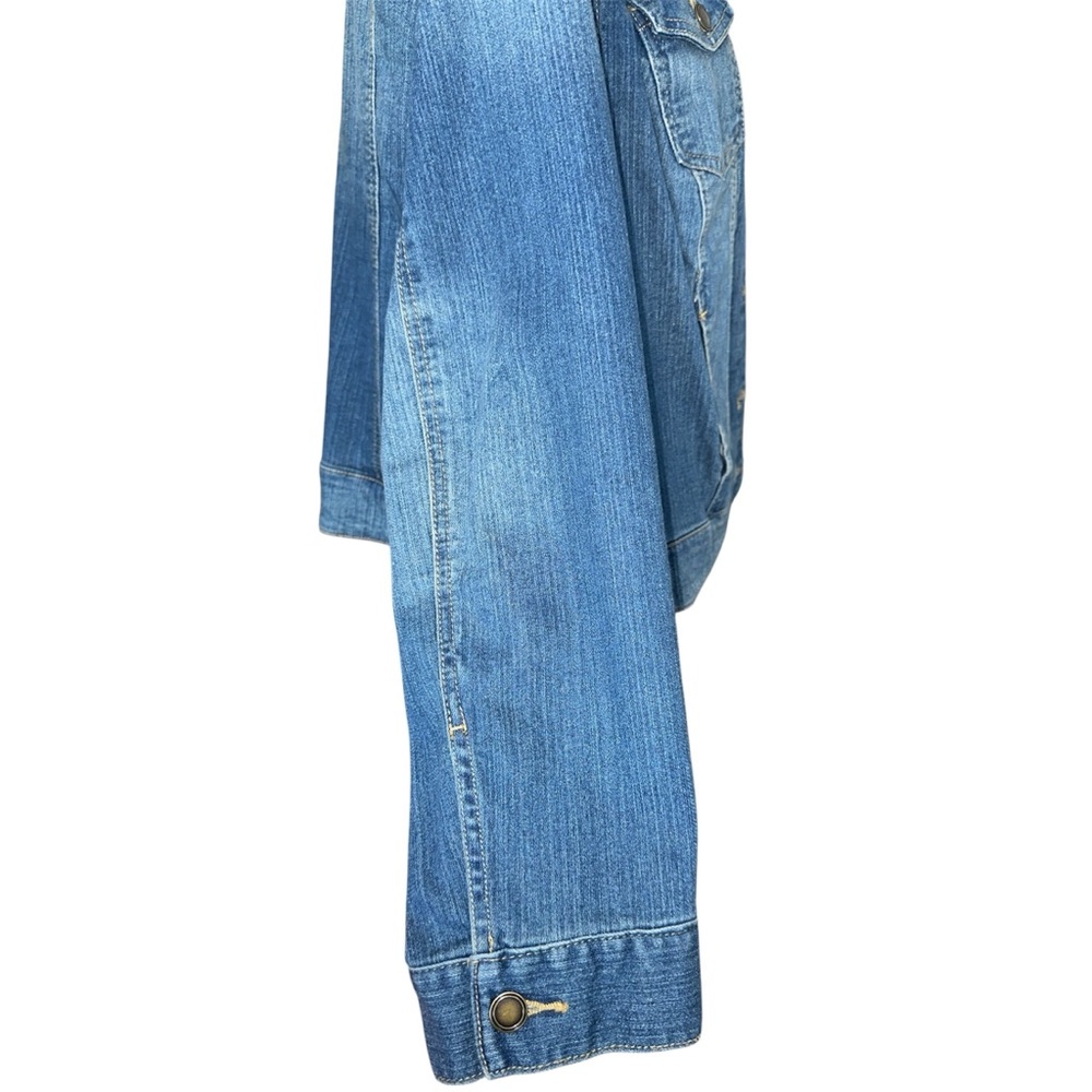 Faded Glory Women’s Button Front Medium/Dark Wash Blue Denim Jean Jacket Size 1X - Picture 4 of 10